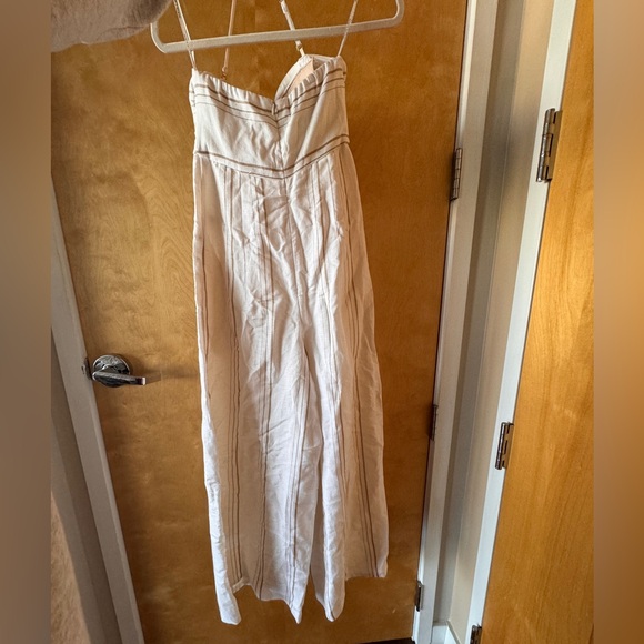 Shona Joy Linen Jumpsuit - white/tan - Size 4 (USA) - Picture 8 of 8